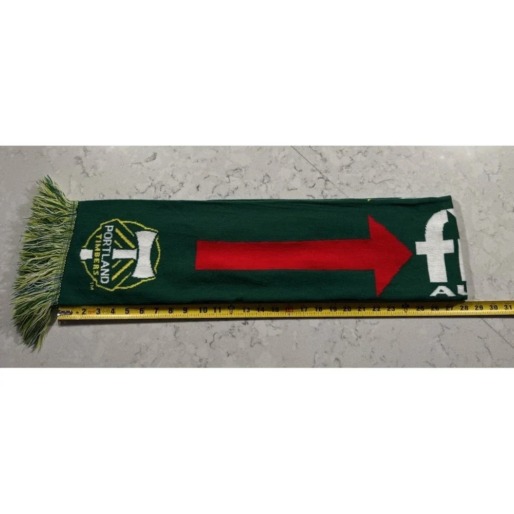Portland Timbers Scarf OS Green Red Gold Knit Fringe MLS Soccer Providence Park